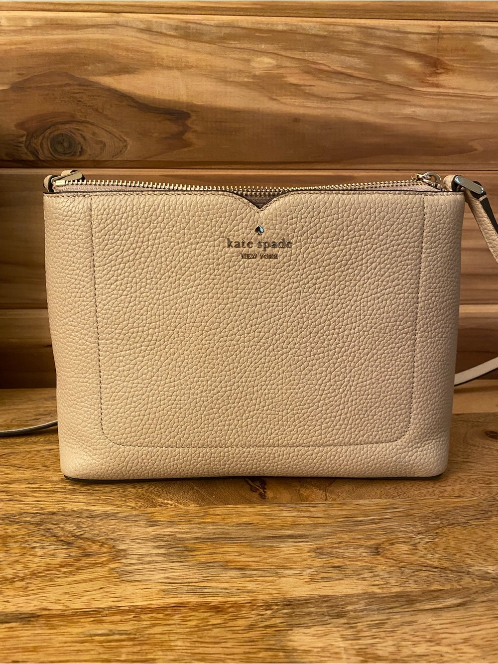 kate spade Pebbled Leather Crossbody - Nude Beige